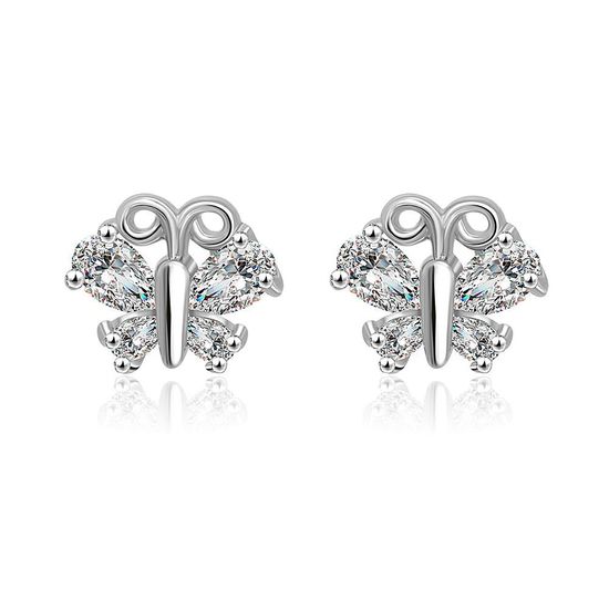 Lovely Cubic Zirconia Crystal Butterfly Stud Earrings