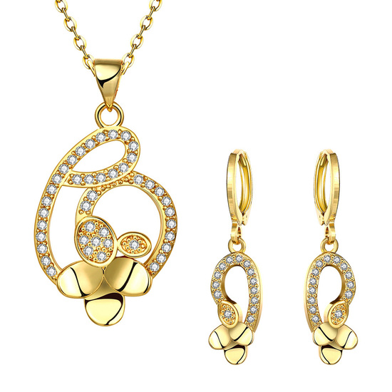 18ct gold plated with cubic zirconia earrings and necklace jewellery set