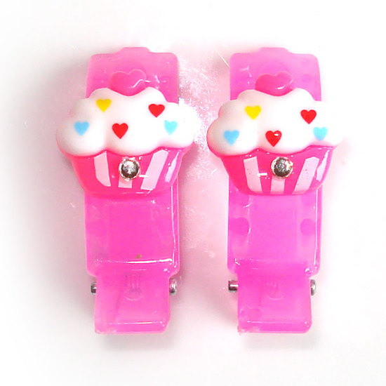 Cupcakes on Pink Clips (Pair)