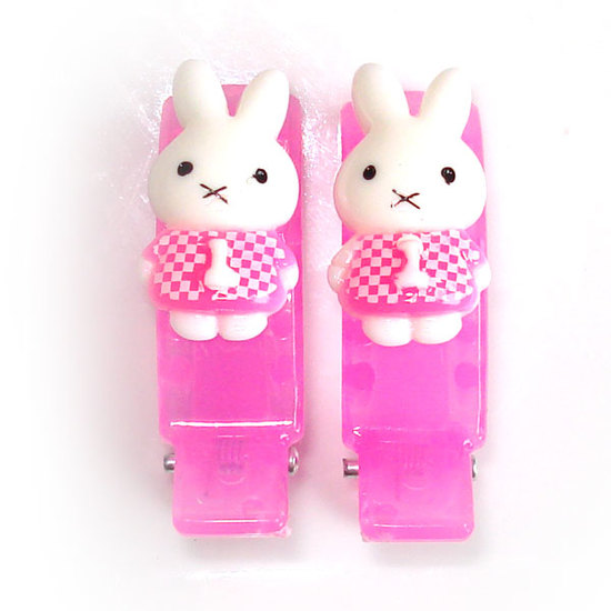 Bunnies on Pink Clips (Pair)