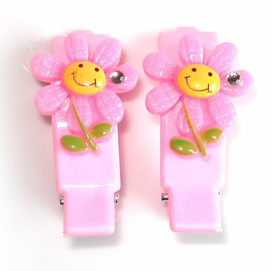 Pair of pink flower hair clips