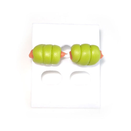 Miniature sausage roll polymer clay stud earrin