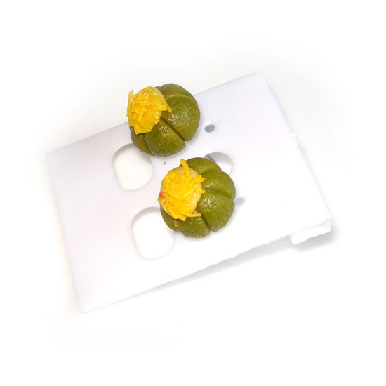 Miniature pumpkin custard polymer clay stud ear