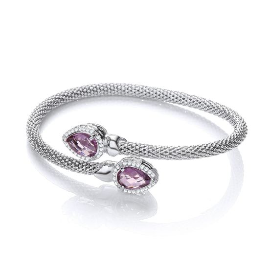 Cross Over Bangle with Amethyst