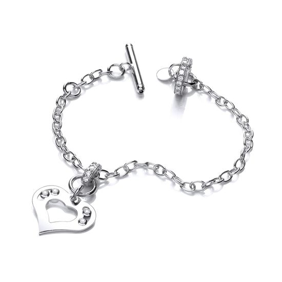 Silver Heart Bracelet with Floating Swarovski...