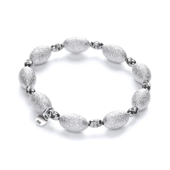 Silver bracelet with Frosted & Ruthenium Beads