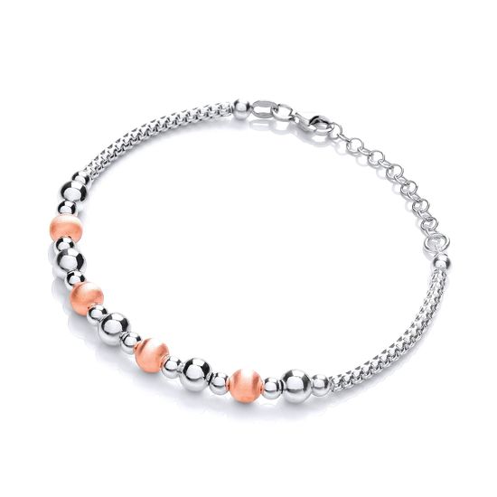 Silver & Rose Plated Beads Bracelet