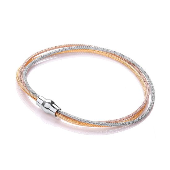 Three String (Silver, Yellow & Rose) Thin Mesh Bracelet