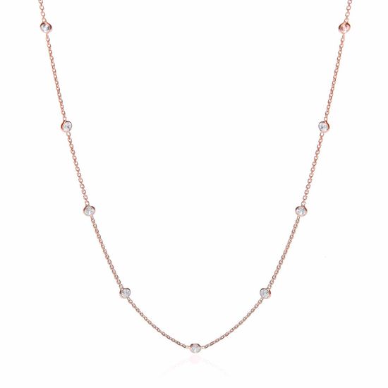 Rose Coated Rubover 11 CZs Necklace 18"