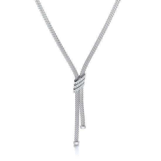 Necklace with 3 Stripes CZs 17"