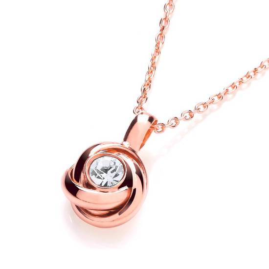 Rose Knot with CZ in the Centre Necklace 17"/43cm