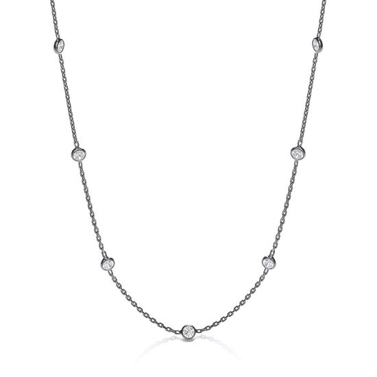 Ruthenium Coated Rubover 11 CZs Necklace 18"