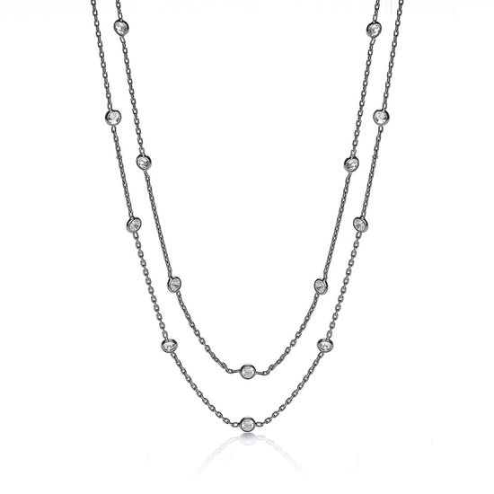 Ruthenium Coated Rubover 23 CZs Necklace 38"