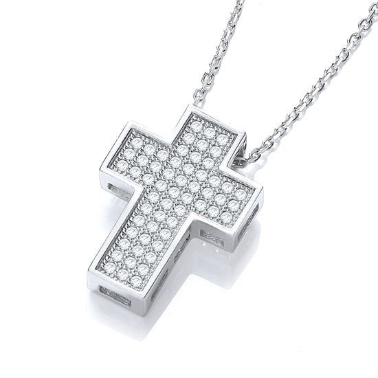 Micro Pavé Cross with Chain