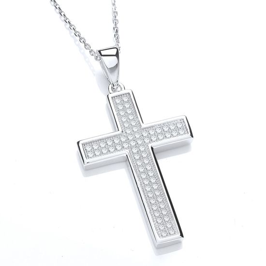 Micro Pavé Cross with Chain