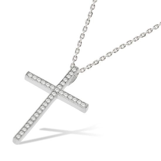 Micro Pavé CZ Cross with Chain