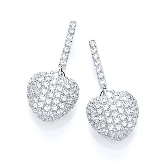 Micro Pavé Heart Drop Earring