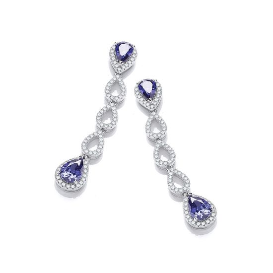 Micro Pavé Blue Teardrop & Clear CZ Earrings