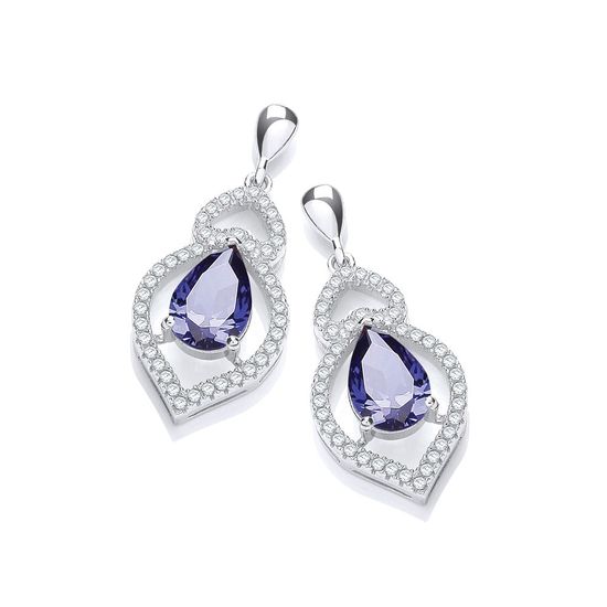 Micro Pavé Blue Tear Drop & Clear CZ...