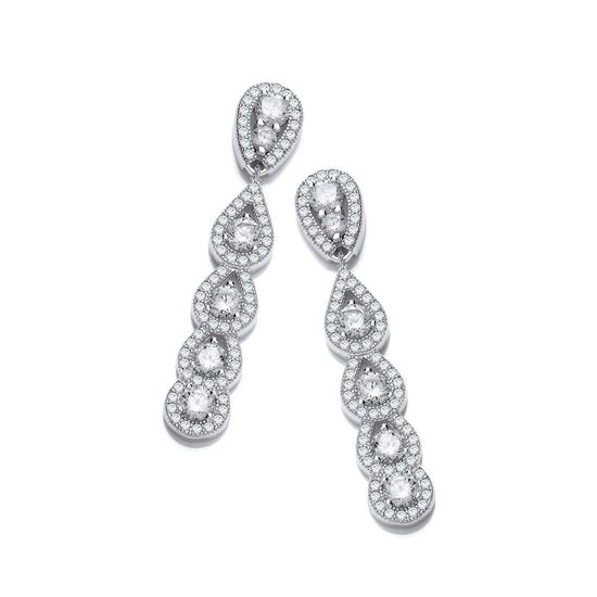 Micro Pavé Tear Drops CZ Silver Earrings