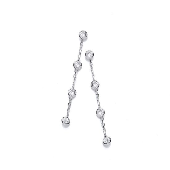 Silver Rubover 8 CZs Silver Drop Earrings