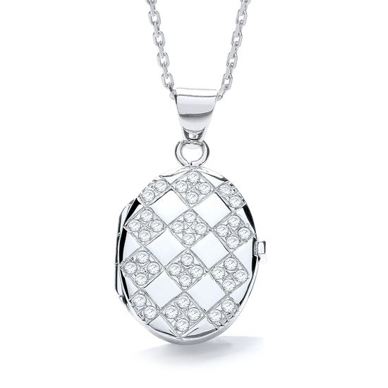 Oval Shape with Design of CZs Locket