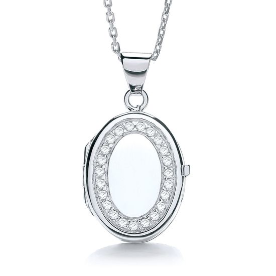 Oval Shape with CZs Locket