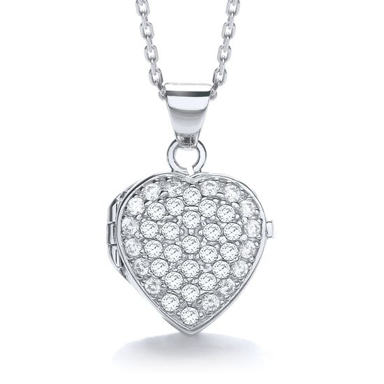 Heart Shape All CZs on Front Locket