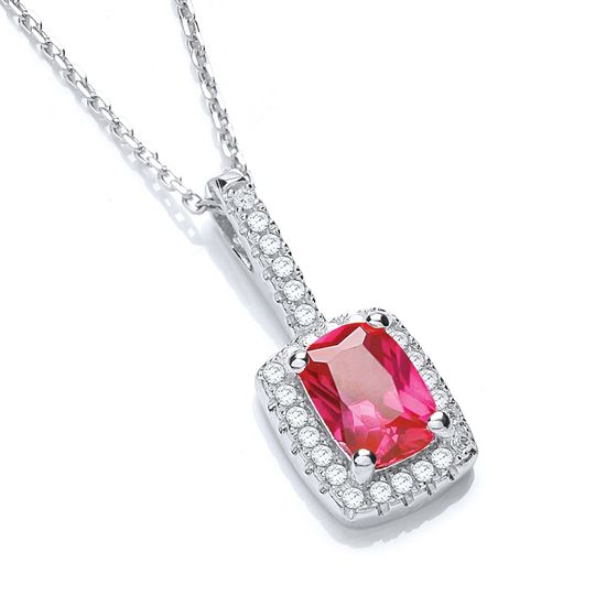 Micro Pav&eacute; Fancy Pendant Red Small CZ with 18" Chain