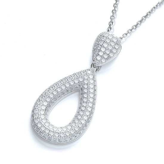 Micro Pavé Pear Shape Pendant with 18"...