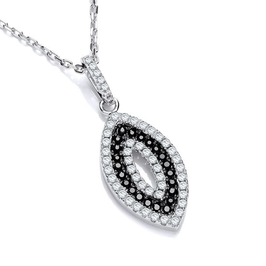 Micro Pavé Black & White Drop Pendant with 18" Chain