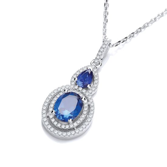 Micro Pavé Sapphire & White Drop Pendant...