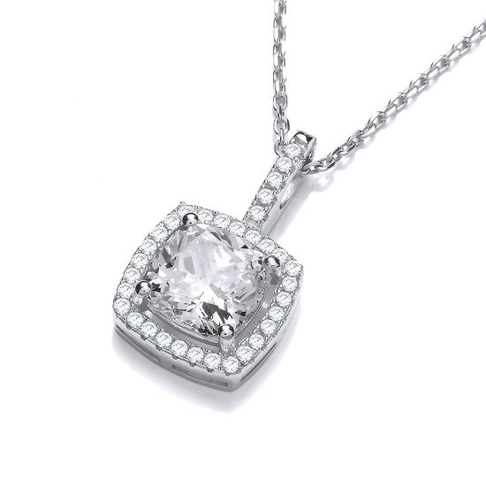 Micro Pavé Princess Cut CZ Pendant with...