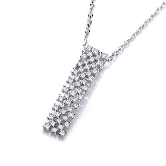 Micro Pavé Multi Row CZ Pendant with 18" Chain