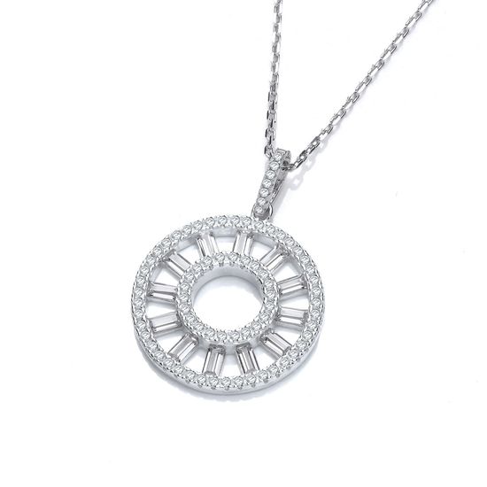 Circle of Life Round & Baguette CZ Pendant...