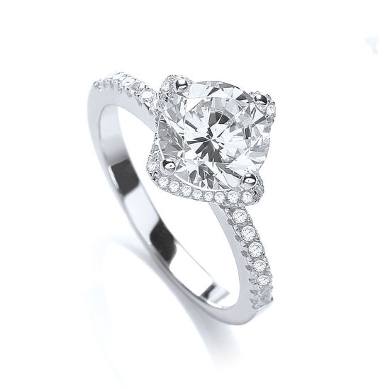 Micro Pavé High setting S/S Ring CZ on Shoulder, Size Q