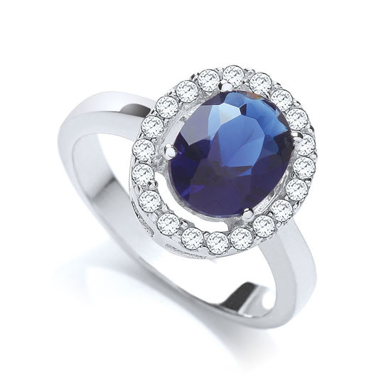 Blue Oval CZ Cluster Ring, Size O