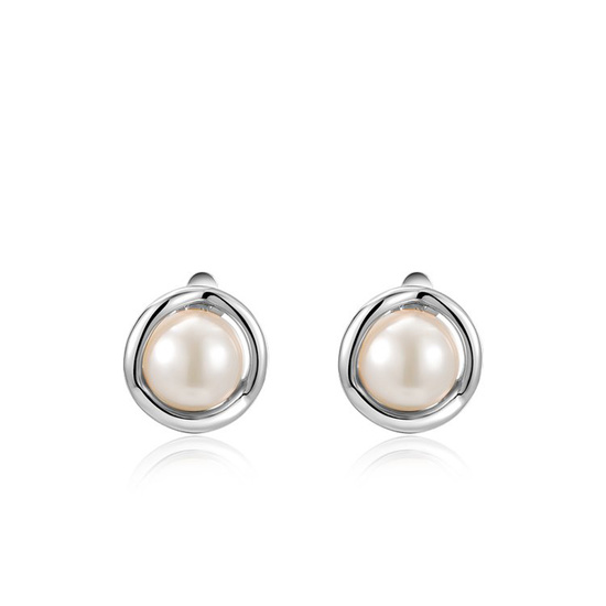 18ct White Gold Plated Simulated Pearl Clip on...
