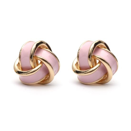 Pink Enamel Knot Gold-Tone Screw Back Clip-on...