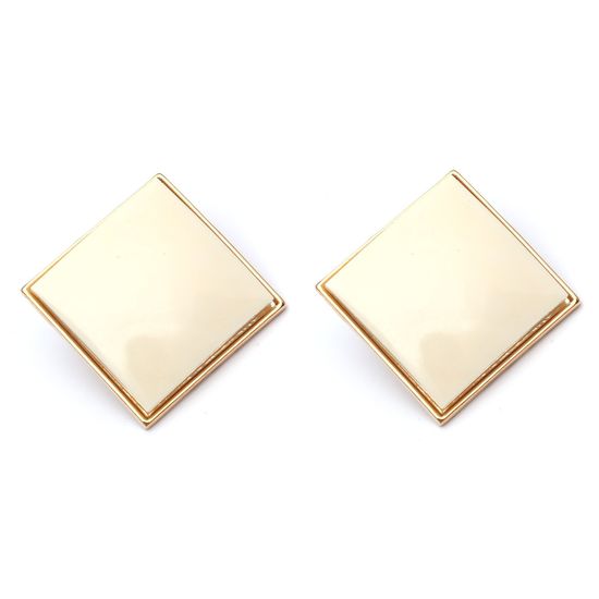 Beige Diamond Shape Gold-Tone Screw Back Clip-on Earrings