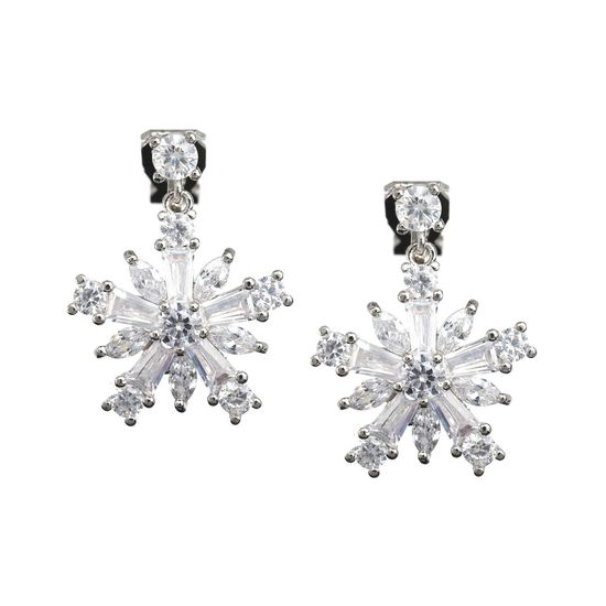 Silver-tone Cubic Zirconia 5-jagged Star Drop...