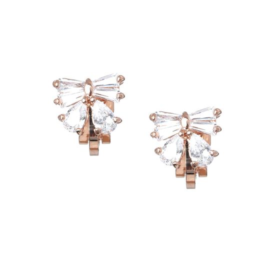 Gold-plated CZ Crystal Butterfly Clip-on Earrings