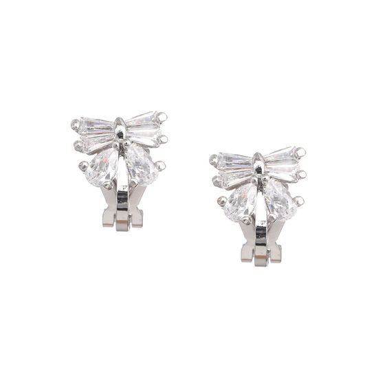 White Gold-plated Cubic Zirconia Butterfly Clip-on Earrings