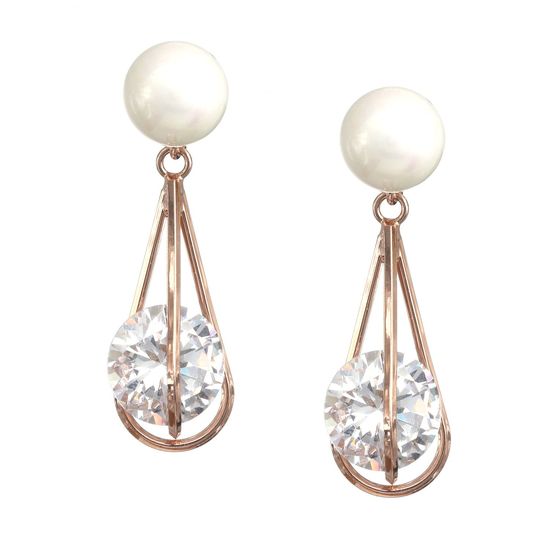 Gold-plated Cubic Zirconia with Shell Pearl Drop...