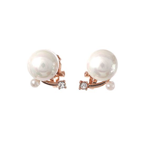 Shell Pearl with Cubic Zirconia Snail Gold-plated Clip-on Earrings