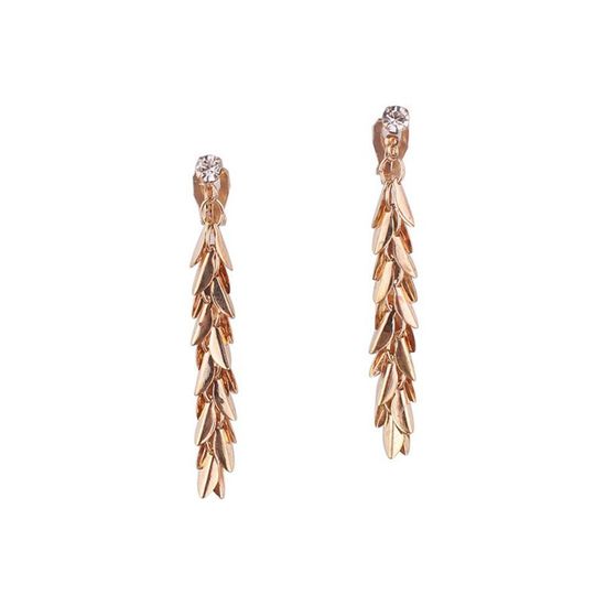 Gold-tone Leaf Drop Clip On Earrings