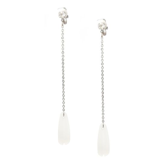 Crystal Chain Drop Clip On Earrings