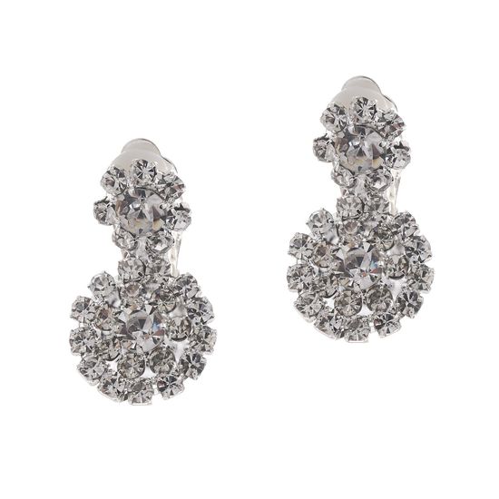 Flowers Crystal Pave Bridal Clip on Earrings