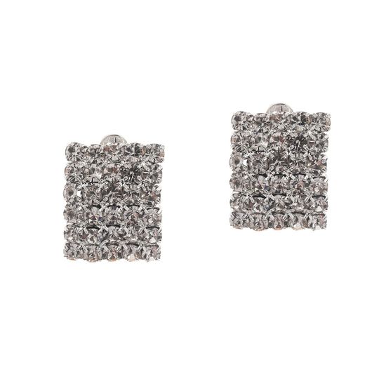 Rectangle Crystal Pave Bridal Clip on Earrings