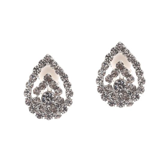 Teardrop Crystal Pave Bridal Clip on Earrings
